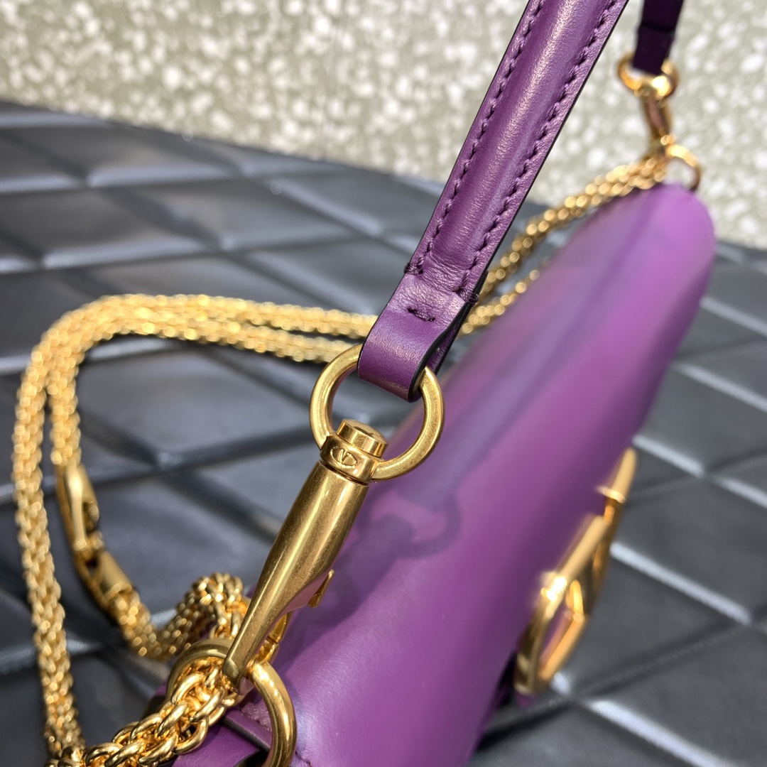 Valentino Garavani Loco Shoulder Bag in Purple Calfskin Leather